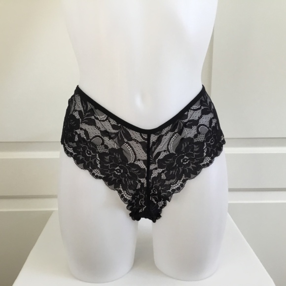 Women’s Plus Size Black Lace Cheeky Panties - Picture 2 of 4